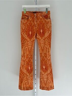 ETRO ORANGE PAISLEY JEANS SIZE 28 NWOTS!